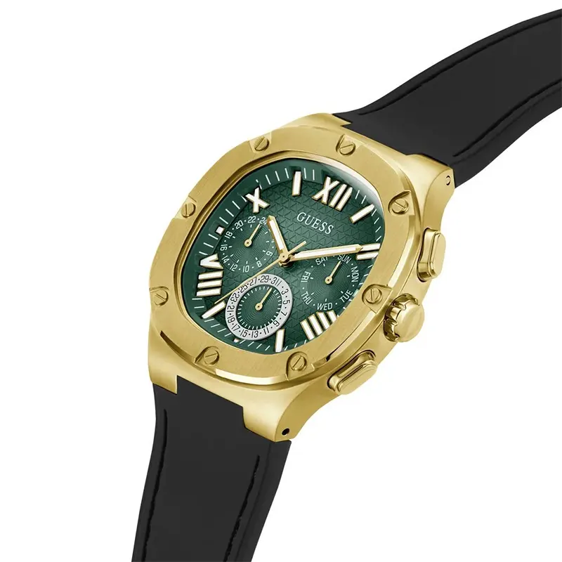 Guess Headline Multifunction Green Dial Black Strap Men’s Watch- GW0571G3